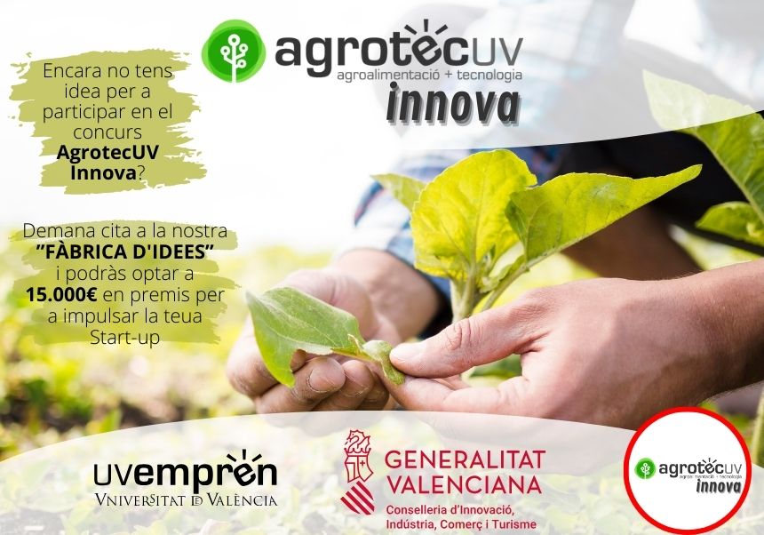 Cartell informatiu de la Fàbrica d'idees AgrotecUv Innova
